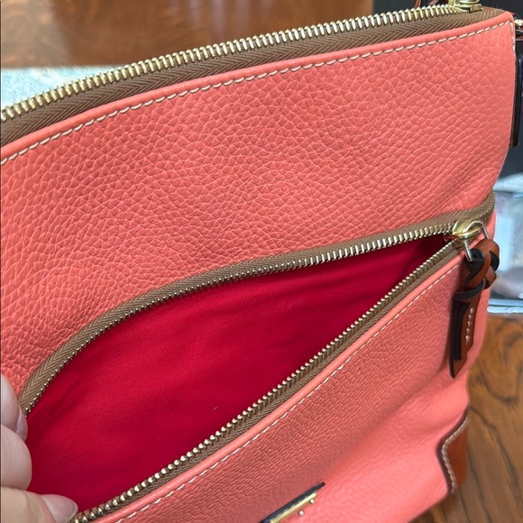 Dooney & Bourke Pink and Brown Crossbody Bag with Pebbled Leather - Picture 4 of 7